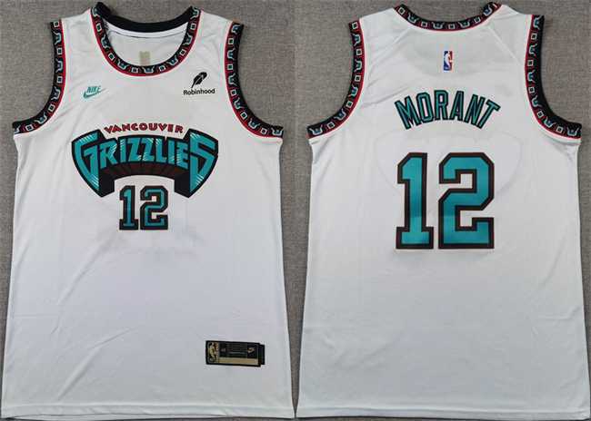 Mens Memphis Grizzlies #12 Ja Morant White Stitched Basketball Jersey->memphis grizzlies->NBA Jersey